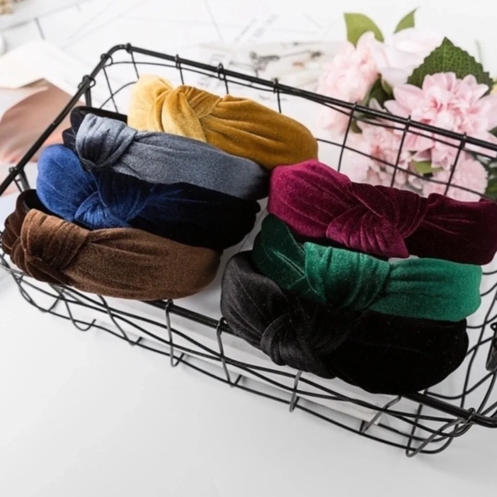 Coffee Latte Velvet Knot Turban Twist Headband